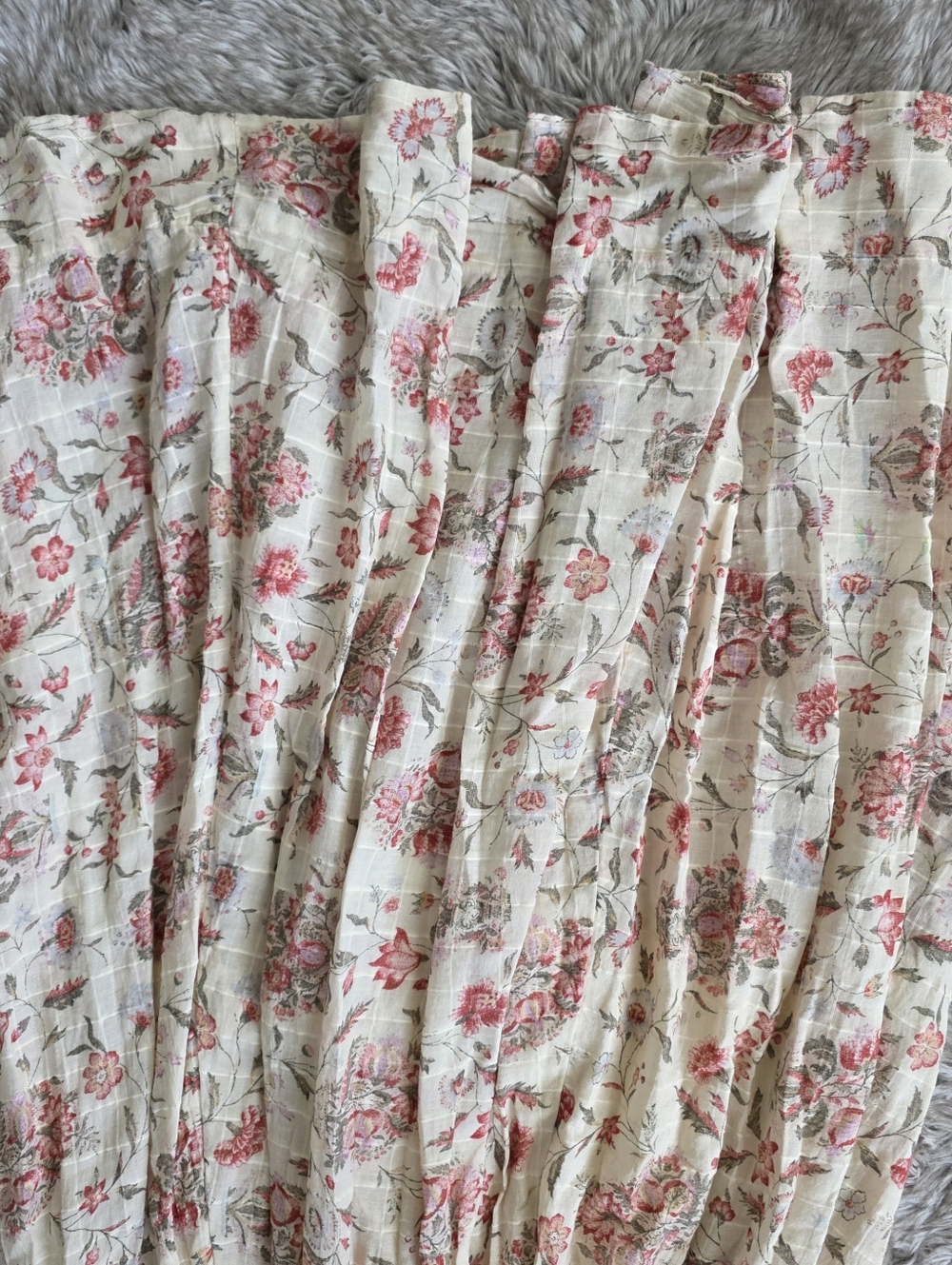Free People Oasis Printed Midi Dress Ivory Floral Puff Sleeve Women's - Picture 4 of 16